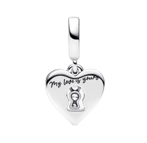 Charm Colgante Doble Corazón Rojo y Cerradura