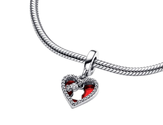 Charm Colgante Doble Corazón Rojo y Cerradura