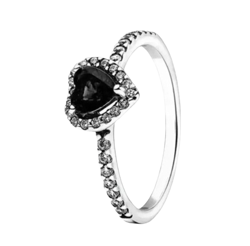 Anillo corazon negro elevado