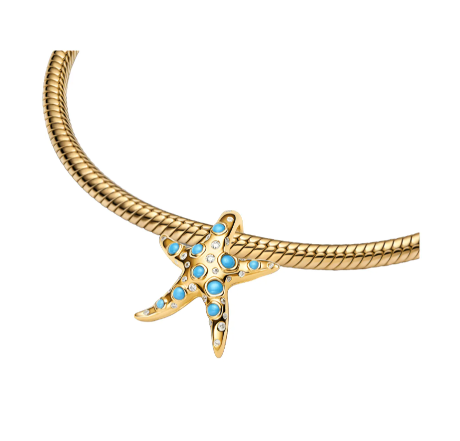 charm Estrella De Mar Azul Brillante