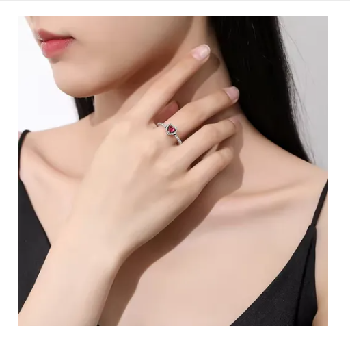 Anillo corazon rojo elevado