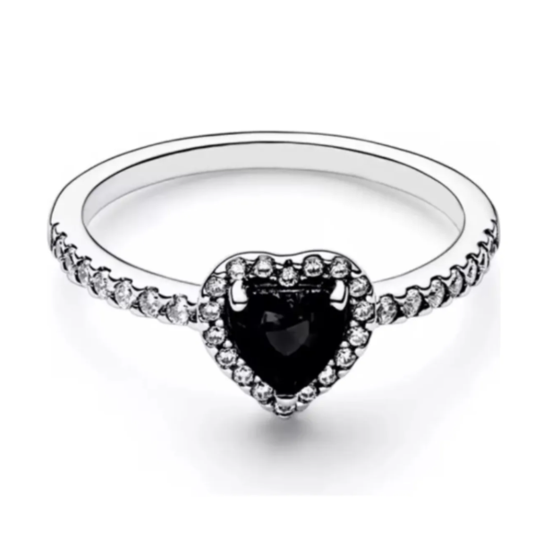 Anillo corazon negro elevado