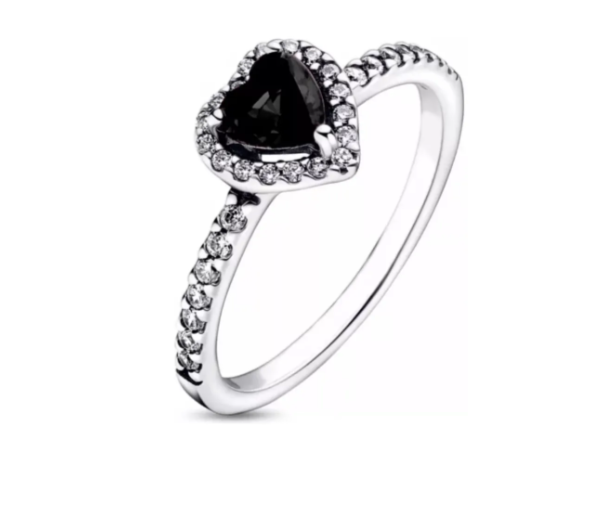 Anillo corazon negro elevado