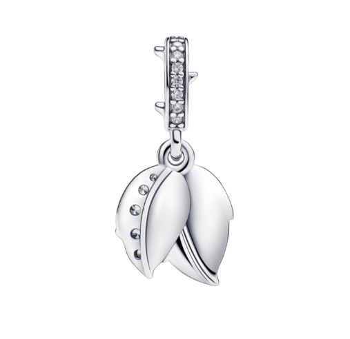 Charm Colgante Doble Rosa Blanca Floreciendo
