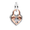 Charm Colgante Doble Corazón Candado 2 Tonos